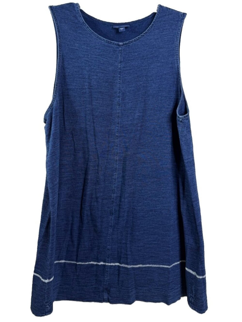 J Jill Pure Jill Large Shirt Indigo 100% Cotton Tunic Tank Top Lagenlook EUC